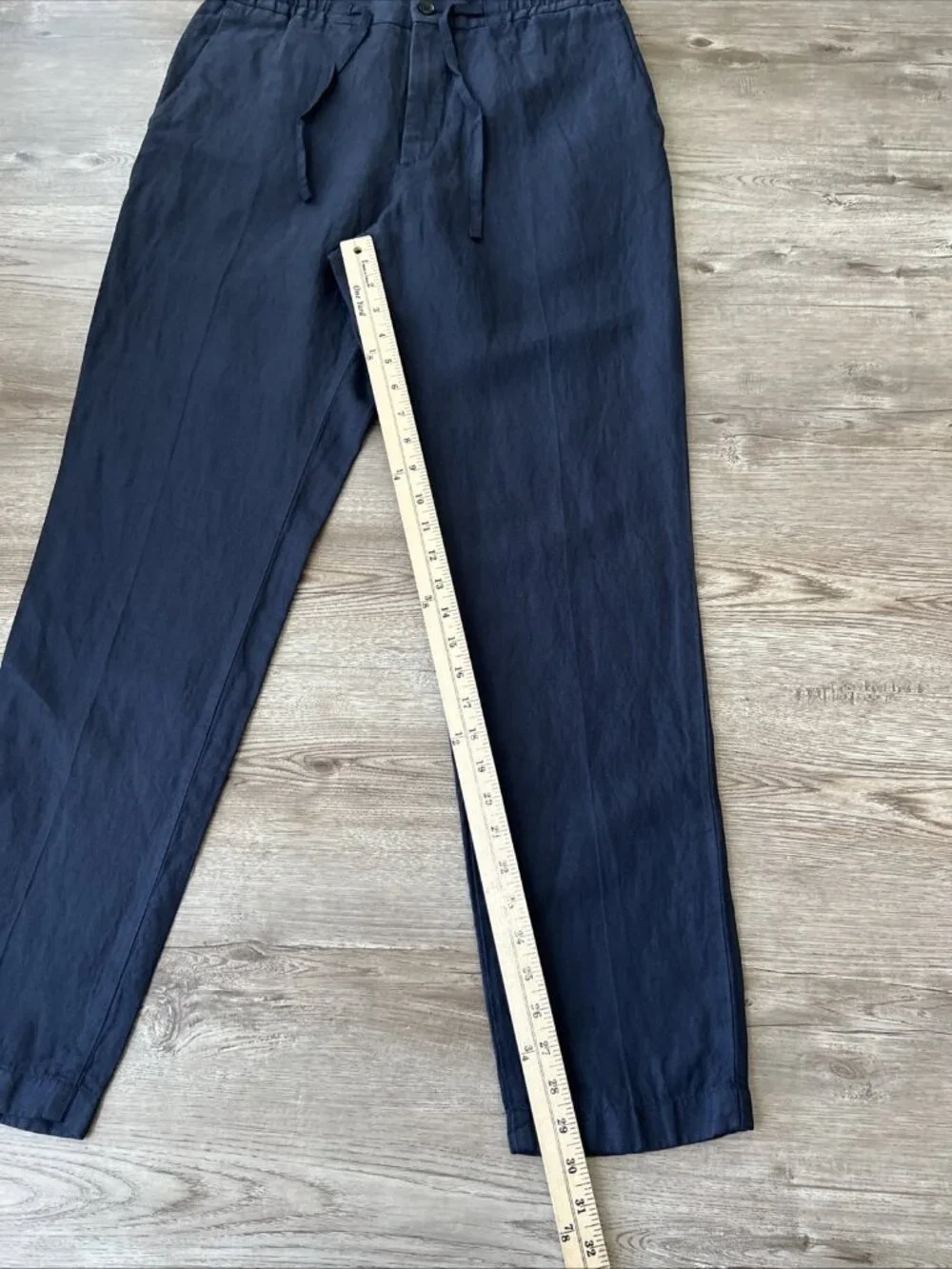 J Lindeberg Sasha Drape Linen Pants‎ Mens 32x30 Navy Elastic Waist Slim Fit NWT